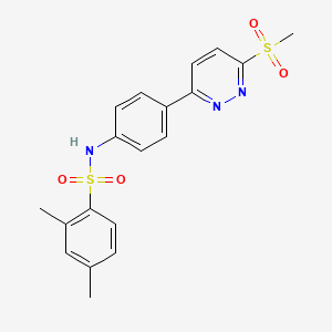 molecular formula C19H19N3O4S2 B2444616 2,4-dimethyl-N-[4-(6-methylsulfonylpyridazin-3-yl)phenyl]benzenesulfonamide CAS No. 921585-01-5