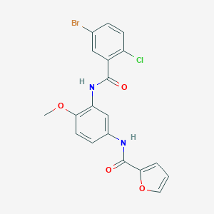 molecular formula C19H14BrClN2O4 B244462 N-{3-[(5-bromo-2-chlorobenzoyl)amino]-4-methoxyphenyl}-2-furamide 