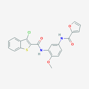 molecular formula C21H15ClN2O4S B244467 N-(3-{[(3-chloro-1-benzothien-2-yl)carbonyl]amino}-4-methoxyphenyl)-2-furamide 