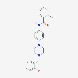 molecular formula C25H26FN3O B244468 N-{4-[4-(2-fluorobenzyl)piperazin-1-yl]phenyl}-2-methylbenzamide 