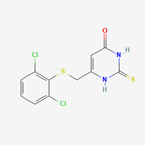 molecular formula C11H8Cl2N2OS2 B2444682 6-{[(2,6-Dichlorophenyl)sulfanyl]methyl}-2-sulfanyl-4-pyrimidinol CAS No. 866143-64-8