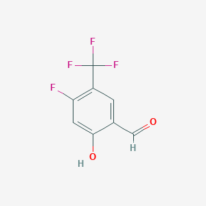 molecular formula C8H4F4O2 B2444687 4-氟-2-羟基-5-(三氟甲基)苯甲醛 CAS No. 1823917-95-8