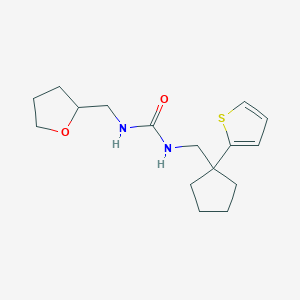 molecular formula C16H24N2O2S B2444692 1-((Tetrahydrofuran-2-yl)methyl)-3-((1-(thiophen-2-yl)cyclopentyl)methyl)urea CAS No. 2034341-08-5