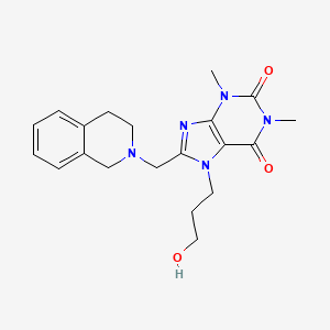 molecular formula C20H25N5O3 B2444697 8-(3,4-dihydro-1H-isoquinolin-2-ylmethyl)-7-(3-hydroxypropyl)-1,3-dimethylpurine-2,6-dione CAS No. 851941-57-6