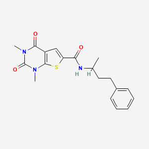 molecular formula C19H21N3O3S B2444699 1,3-dimethyl-2,4-dioxo-N-(4-phenylbutan-2-yl)-1H,2H,3H,4H-thieno[2,3-d]pyrimidine-6-carboxamide CAS No. 946257-60-9