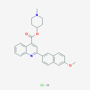 molecular formula C27H27ClN2O3 B2444720 (1-Methylpiperidin-4-yl) 2-(6-methoxynaphthalen-2-yl)quinoline-4-carboxylate;hydrochloride CAS No. 1172520-78-3