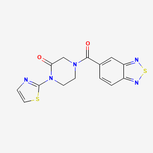 molecular formula C14H11N5O2S2 B2444725 4-(Benzo[c][1,2,5]thiadiazole-5-carbonyl)-1-(thiazol-2-yl)piperazin-2-one CAS No. 2319641-19-3