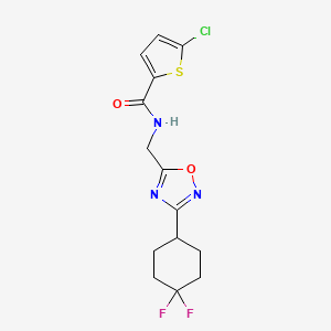 molecular formula C14H14ClF2N3O2S B2444729 5-chloro-N-((3-(4,4-difluorocyclohexyl)-1,2,4-oxadiazol-5-yl)methyl)thiophene-2-carboxamide CAS No. 2034334-43-3