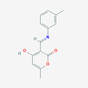 molecular formula C14H13NO3 B2444749 6-Methyl-3-[(3-methylanilino)methylidene]pyran-2,4-dione CAS No. 181277-27-0