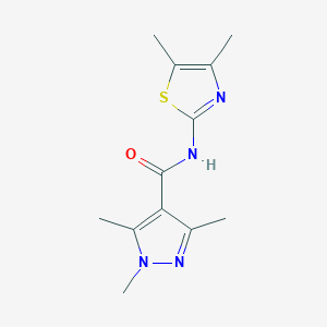 molecular formula C12H16N4OS B2444773 N-(4,5-dimethyl-1,3-thiazol-2-yl)-1,3,5-trimethylpyrazole-4-carboxamide CAS No. 1790690-03-7