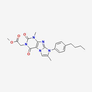 molecular formula C22H25N5O4 B2444775 methyl 2-(8-(4-butylphenyl)-1,7-dimethyl-2,4-dioxo-1H-imidazo[2,1-f]purin-3(2H,4H,8H)-yl)acetate CAS No. 896300-19-9