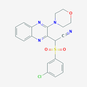 molecular formula C20H17ClN4O3S B2444778 2-((3-Chlorophenyl)sulfonyl)-2-(3-morpholinoquinoxalin-2-yl)acetonitrile CAS No. 847914-98-1