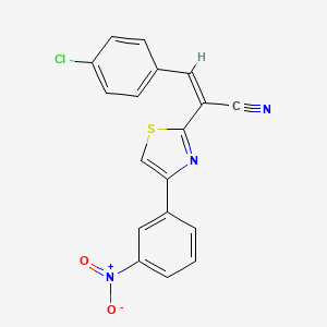 molecular formula C18H10ClN3O2S B2444780 (Z)-3-(4-chlorophenyl)-2-(4-(3-nitrophenyl)thiazol-2-yl)acrylonitrile CAS No. 476669-74-6