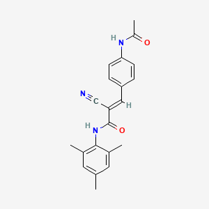 molecular formula C21H21N3O2 B2444792 (E)-3-(4-acetamidophenyl)-2-cyano-N-(2,4,6-trimethylphenyl)prop-2-enamide CAS No. 723320-75-0