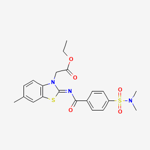 molecular formula C21H23N3O5S2 B2444797 (Z)-乙基 2-(2-((4-(N,N-二甲基氨磺酰基)苯甲酰)亚氨基)-6-甲基苯并[d]噻唑-3(2H)-基)乙酸酯 CAS No. 865246-80-6