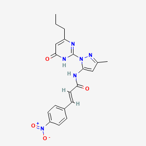 molecular formula C20H20N6O4 B2444801 （E）-N-(3-甲基-1-(6-氧代-4-丙基-1,6-二氢嘧啶-2-基)-1H-吡唑-5-基)-3-(4-硝基苯基)丙烯酰胺 CAS No. 1002933-62-1