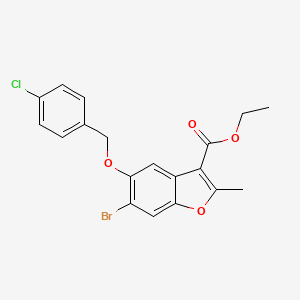 molecular formula C19H16BrClO4 B2444812 Ethyl 6-bromo-5-[(4-chlorobenzyl)oxy]-2-methyl-1-benzofuran-3-carboxylate CAS No. 308295-75-2