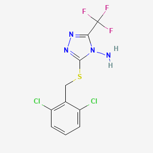 molecular formula C10H7Cl2F3N4S B2444826 3-[(2,6-Dichlorophenyl)methylsulfanyl]-5-(trifluoromethyl)-1,2,4-triazol-4-amine CAS No. 686280-44-4