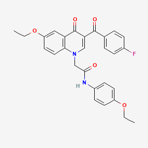 molecular formula C28H25FN2O5 B2444828 2-[6-乙氧基-3-(4-氟苯甲酰基)-4-氧代-1,4-二氢喹啉-1-基]-N-(4-乙氧苯基)乙酰胺 CAS No. 895653-31-3