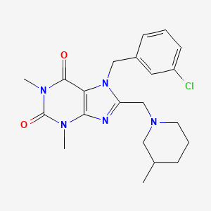 molecular formula C21H26ClN5O2 B2444841 7-[(3-氯苯基)甲基]-1,3-二甲基-8-[(3-甲基哌啶-1-基)甲基]嘌呤-2,6-二酮 CAS No. 851939-98-5
