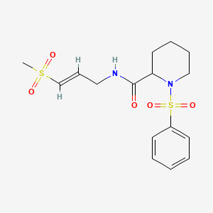 molecular formula C16H22N2O5S2 B2444850 1-(苯磺酰基)-N-[(2E)-3-甲磺酰基丙-2-烯-1-基]哌啶-2-甲酰胺 CAS No. 2097939-36-9