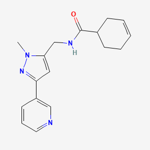 molecular formula C17H20N4O B2444854 N-((1-甲基-3-(吡啶-3-基)-1H-吡唑-5-基)甲基)环己-3-烯甲酰胺 CAS No. 2034416-48-1