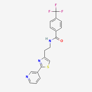molecular formula C18H14F3N3OS B2444855 N-[2-(2-pyridin-3-yl-1,3-thiazol-4-yl)ethyl]-4-(trifluoromethyl)benzamide CAS No. 863513-33-1