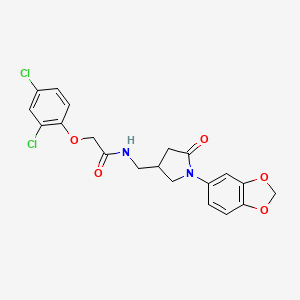molecular formula C20H18Cl2N2O5 B2444858 N-((1-(benzo[d][1,3]dioxol-5-yl)-5-oxopyrrolidin-3-yl)methyl)-2-(2,4-dichlorophenoxy)acetamide CAS No. 954624-32-9