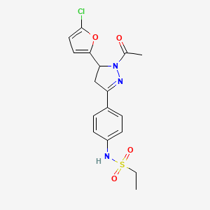 molecular formula C17H18ClN3O4S B2444862 N-(4-(1-乙酰基-5-(5-氯呋喃-2-基)-4,5-二氢-1H-吡唑-3-基)苯基)乙磺酰胺 CAS No. 899732-67-3