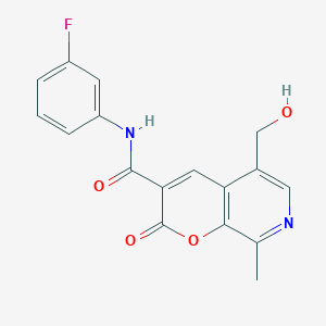molecular formula C17H13FN2O4 B2444863 N-(3-氟苯基)-5-(羟甲基)-8-甲基-2-氧代吡喃并[2,3-c]吡啶-3-甲酰胺 CAS No. 443117-07-5