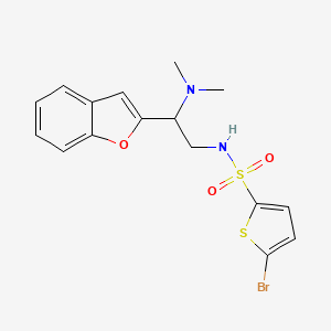 molecular formula C16H17BrN2O3S2 B2444874 N-(2-(benzofuran-2-yl)-2-(dimethylamino)ethyl)-5-bromothiophene-2-sulfonamide CAS No. 2034562-92-8