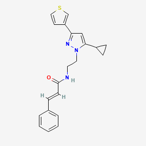 molecular formula C21H21N3OS B2444877 N-(2-(5-环丙基-3-(噻吩-3-基)-1H-吡唑-1-基)乙基)肉桂酰胺 CAS No. 2035007-16-8