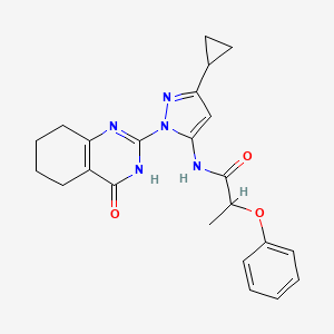molecular formula C23H25N5O3 B2444879 N-(3-cyclopropyl-1-(4-oxo-3,4,5,6,7,8-hexahydroquinazolin-2-yl)-1H-pyrazol-5-yl)-2-phenoxypropanamide CAS No. 1207017-64-8
