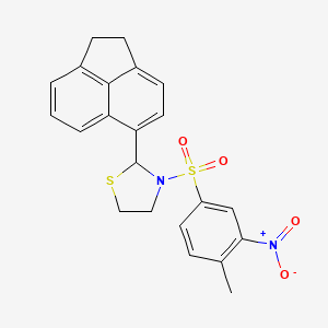 2-(1,2-Dihydroacenaphthylen-5-yl)-3-((4-methyl-3-nitrophenyl)sulfonyl)thiazolidine