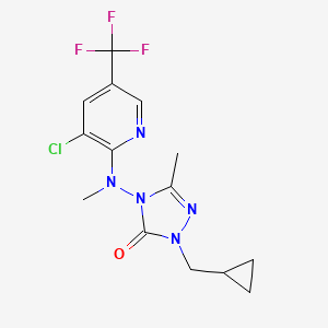molecular formula C14H15ClF3N5O B2444893 4-[[3-chloro-5-(trifluoromethyl)-2-pyridinyl](methyl)amino]-2-(cyclopropylmethyl)-5-methyl-2,4-dihydro-3H-1,2,4-triazol-3-one CAS No. 860789-13-5