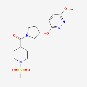 molecular formula C16H24N4O5S B2444899 (3-((6-甲氧基嘧啶-3-基)氧代)吡咯烷-1-基)(1-(甲磺酰基)哌啶-4-基)甲酮 CAS No. 2034247-88-4