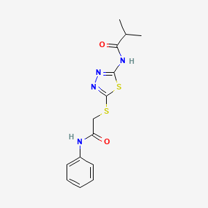 molecular formula C14H16N4O2S2 B2444914 N-(5-((2-氧代-2-(苯氨基)乙基)硫代)-1,3,4-噻二唑-2-基)异丁酰胺 CAS No. 392290-63-0