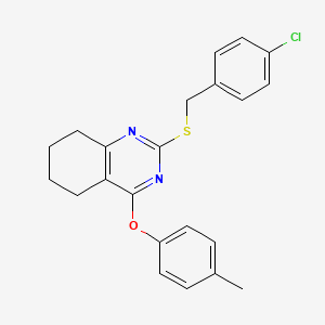 molecular formula C22H21ClN2OS B2444924 2-[(4-氯苄基)硫代]-5,6,7,8-四氢-4-喹唑啉基 4-甲苯基醚 CAS No. 339019-05-5