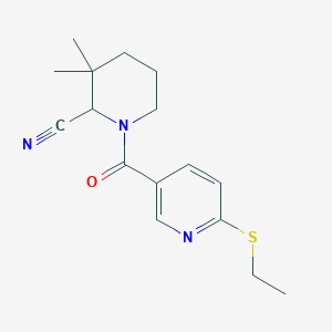 B2444932 1-[6-(Ethylsulfanyl)pyridine-3-carbonyl]-3,3-dimethylpiperidine-2-carbonitrile CAS No. 1808685-28-0