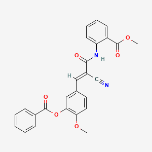 B2444937 methyl 2-[[(E)-3-(3-benzoyloxy-4-methoxyphenyl)-2-cyanoprop-2-enoyl]amino]benzoate CAS No. 380477-12-3