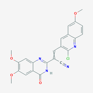 molecular formula C23H17ClN4O4 B2444952 3-(2-Chloro-6-methoxyquinolin-3-yl)-2-(6,7-dimethoxy-4-oxo-3,4-dihydroquinazolin-2-yl)prop-2-enenitrile CAS No. 380391-66-2