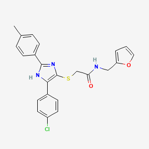 molecular formula C23H20ClN3O2S B2444956 2-{[5-(4-chlorophenyl)-2-(4-methylphenyl)-1H-imidazol-4-yl]thio}-N-(2-furylmethyl)acetamide CAS No. 901234-57-9