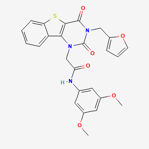 molecular formula C25H21N3O6S B2444968 N-(3,5-dimethoxyphenyl)-2-[3-(2-furylmethyl)-2,4-dioxo-3,4-dihydro[1]benzothieno[3,2-d]pyrimidin-1(2H)-yl]acetamide CAS No. 902496-76-8