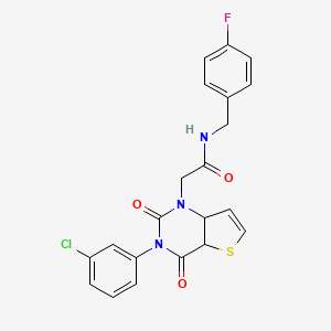 molecular formula C21H15ClFN3O3S B2444976 2-[3-(3-氯苯基)-2,4-二氧代-1H,2H,3H,4H-噻吩并[3,2-d]嘧啶-1-基]-N-[(4-氟苯基)甲基]乙酰胺 CAS No. 1261015-13-7