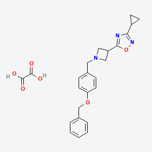 molecular formula C24H25N3O6 B2444981 5-(1-(4-(苯甲氧基)苄基)氮杂环丁-3-基)-3-环丙基-1,2,4-恶二唑草酸盐 CAS No. 1428362-23-5