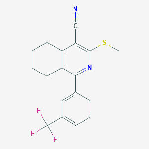 molecular formula C18H15F3N2S B2444984 3-(甲硫基)-1-[3-(三氟甲基)苯基]-5,6,7,8-四氢异喹啉碳腈 CAS No. 607697-02-9