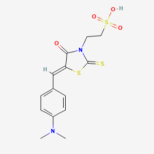 molecular formula C14H16N2O4S3 B2444999 (Z)-2-(5-(4-(二甲氨基)亚苄基)-4-氧代-2-硫代噻唑烷-3-基)乙磺酸 CAS No. 853903-64-7