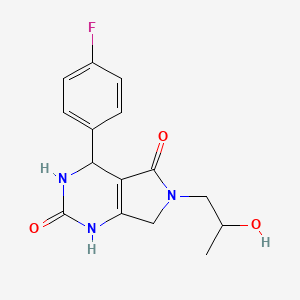 molecular formula C15H16FN3O3 B2445010 4-(4-氟苯基)-6-(2-羟基丙基)-3,4,6,7-四氢-1H-吡咯并[3,4-d]嘧啶-2,5-二酮 CAS No. 946218-66-2