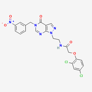 molecular formula C22H18Cl2N6O5 B2445018 2-(2,4-dichlorophenoxy)-N-(2-(5-(3-nitrobenzyl)-4-oxo-4,5-dihydro-1H-pyrazolo[3,4-d]pyrimidin-1-yl)ethyl)acetamide CAS No. 922036-84-8