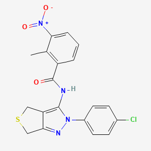 molecular formula C19H15ClN4O3S B2445023 N-(2-(4-chlorophenyl)-4,6-dihydro-2H-thieno[3,4-c]pyrazol-3-yl)-2-methyl-3-nitrobenzamide CAS No. 391866-32-3